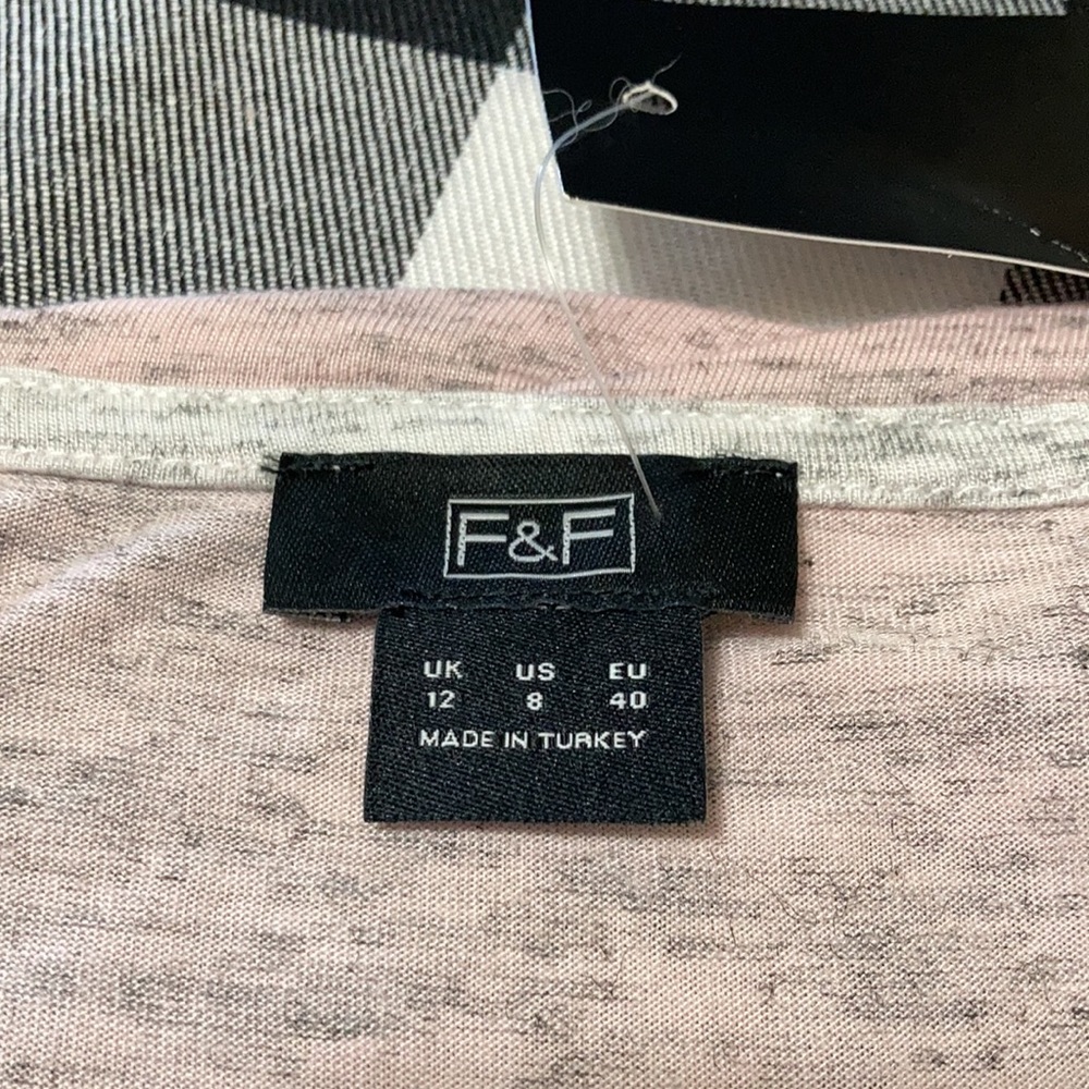 New with Tags! F & F Pink Blush Heathered Short Sleeve Shirt Stretch Women’s 8 - Picture 6 of 9